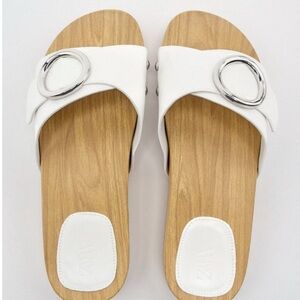 Zara White Sandals with Silver Accent